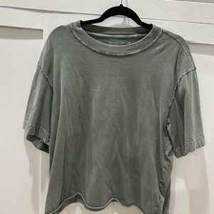 Abercrombie Vintage Wash Cropped Tee Green Gray Color